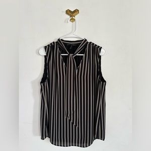 White House Black Market black striped sleeveless blouse Size 10